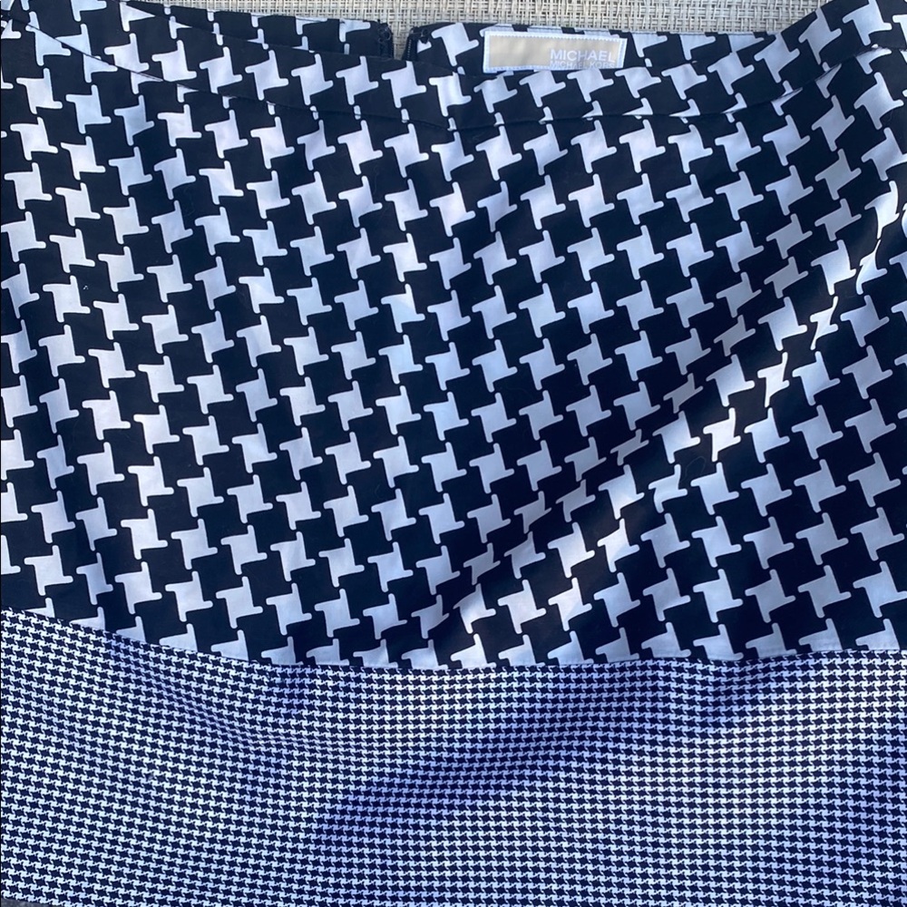 Michael Kors Black and White Mixed-Pattern Pencil Skirt